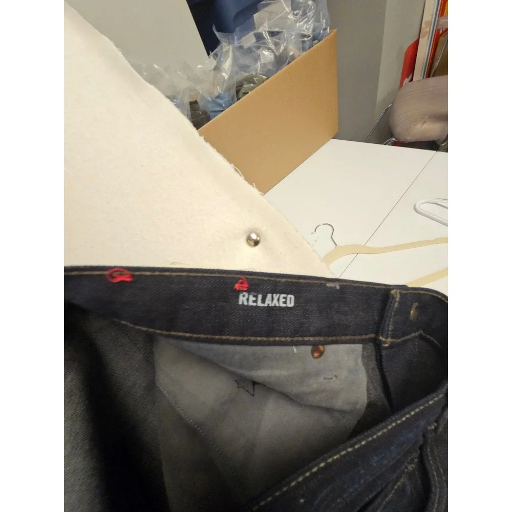 Banana Republic Relaxed Fit Dark Wash Indigo Denim Jeans‎ 35x32 WIDE LEG NWT